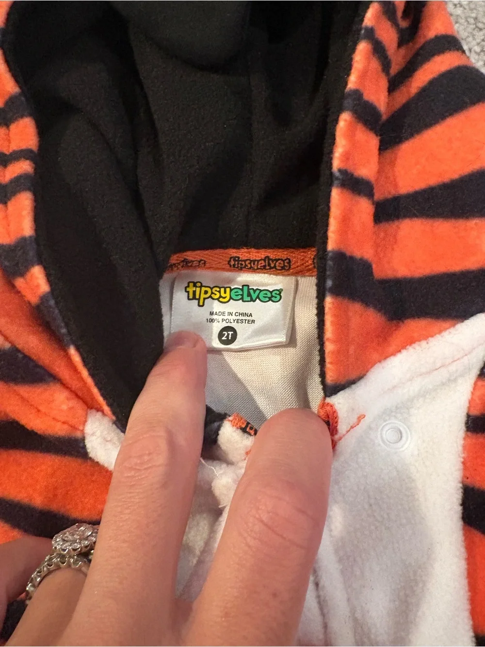 Kids Orange & Black Tiger Hooded One-Piece 2T
